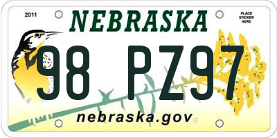 NE license plate 98PZ97