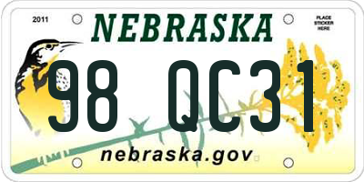 NE license plate 98QC31