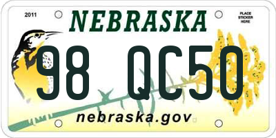 NE license plate 98QC50