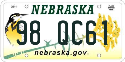 NE license plate 98QC61