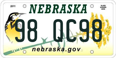 NE license plate 98QC98