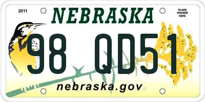NE license plate 98QD51