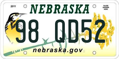 NE license plate 98QD52