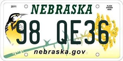 NE license plate 98QE36