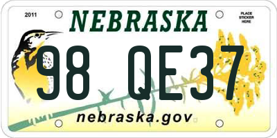 NE license plate 98QE37