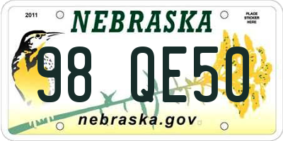 NE license plate 98QE50