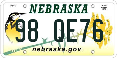 NE license plate 98QE76