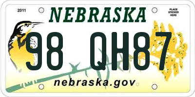 NE license plate 98QH87