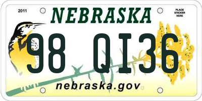 NE license plate 98QI36