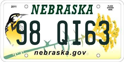 NE license plate 98QI63