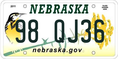 NE license plate 98QJ36