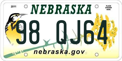 NE license plate 98QJ64