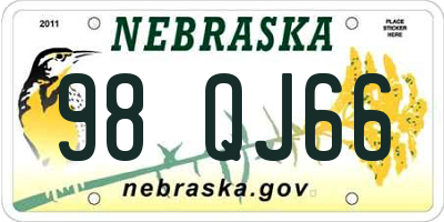 NE license plate 98QJ66