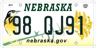 NE license plate 98QJ91