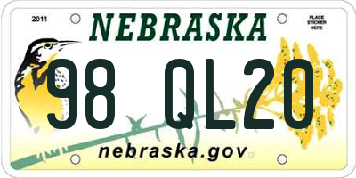 NE license plate 98QL20