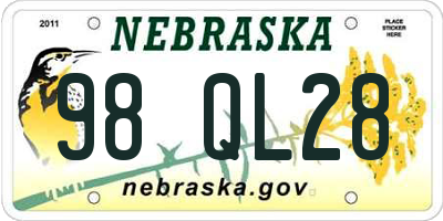 NE license plate 98QL28