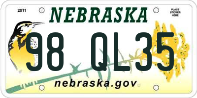 NE license plate 98QL35