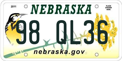 NE license plate 98QL36