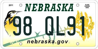 NE license plate 98QL91