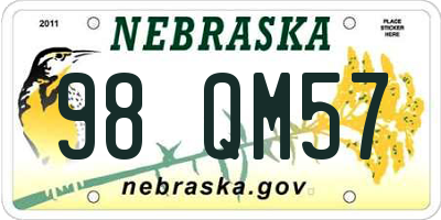 NE license plate 98QM57