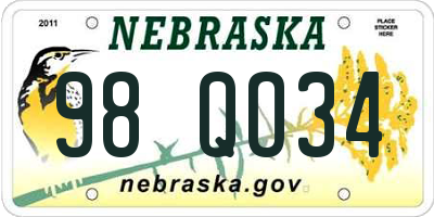 NE license plate 98QO34