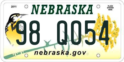 NE license plate 98QO54