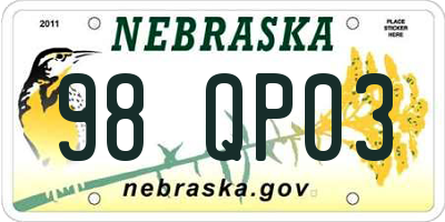 NE license plate 98QP03
