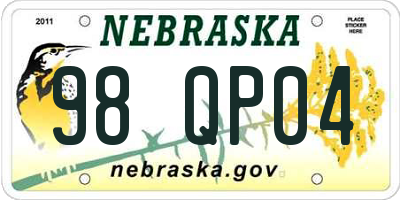 NE license plate 98QP04
