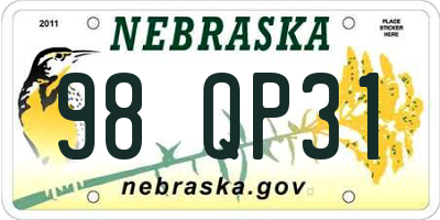 NE license plate 98QP31