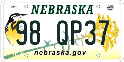 NE license plate 98QP37