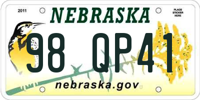 NE license plate 98QP41