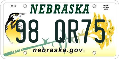 NE license plate 98QR75
