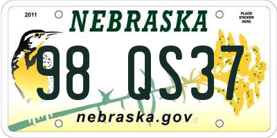 NE license plate 98QS37