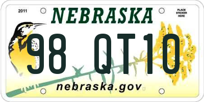 NE license plate 98QT10