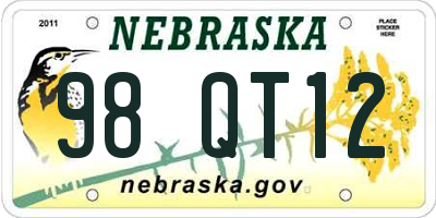 NE license plate 98QT12