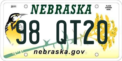 NE license plate 98QT20