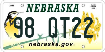 NE license plate 98QT22