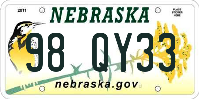 NE license plate 98QY33