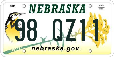 NE license plate 98QZ11