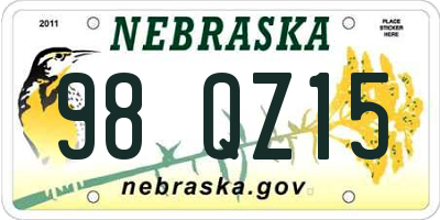 NE license plate 98QZ15