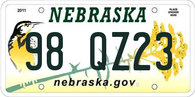 NE license plate 98QZ23