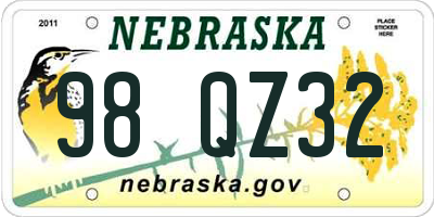 NE license plate 98QZ32