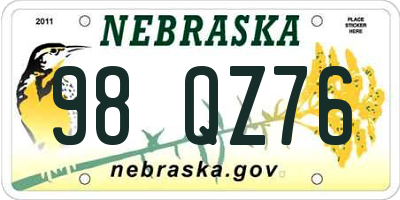 NE license plate 98QZ76