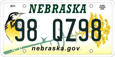 NE license plate 98QZ98