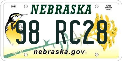 NE license plate 98RC28