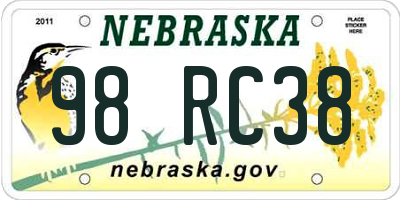 NE license plate 98RC38