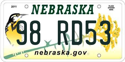 NE license plate 98RD53