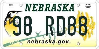NE license plate 98RD88