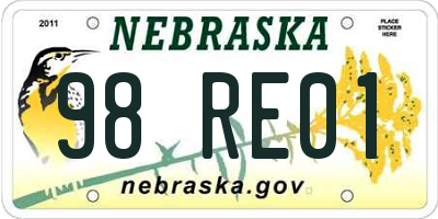 NE license plate 98RE01