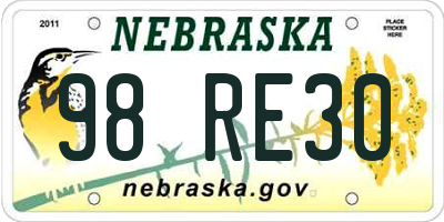 NE license plate 98RE30